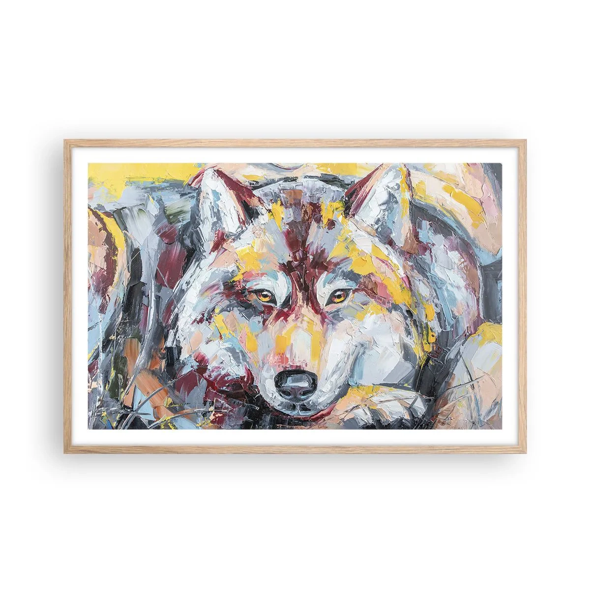Plakat i ramme af lyst egetræ - Fred blandt kære - 91x61 cm