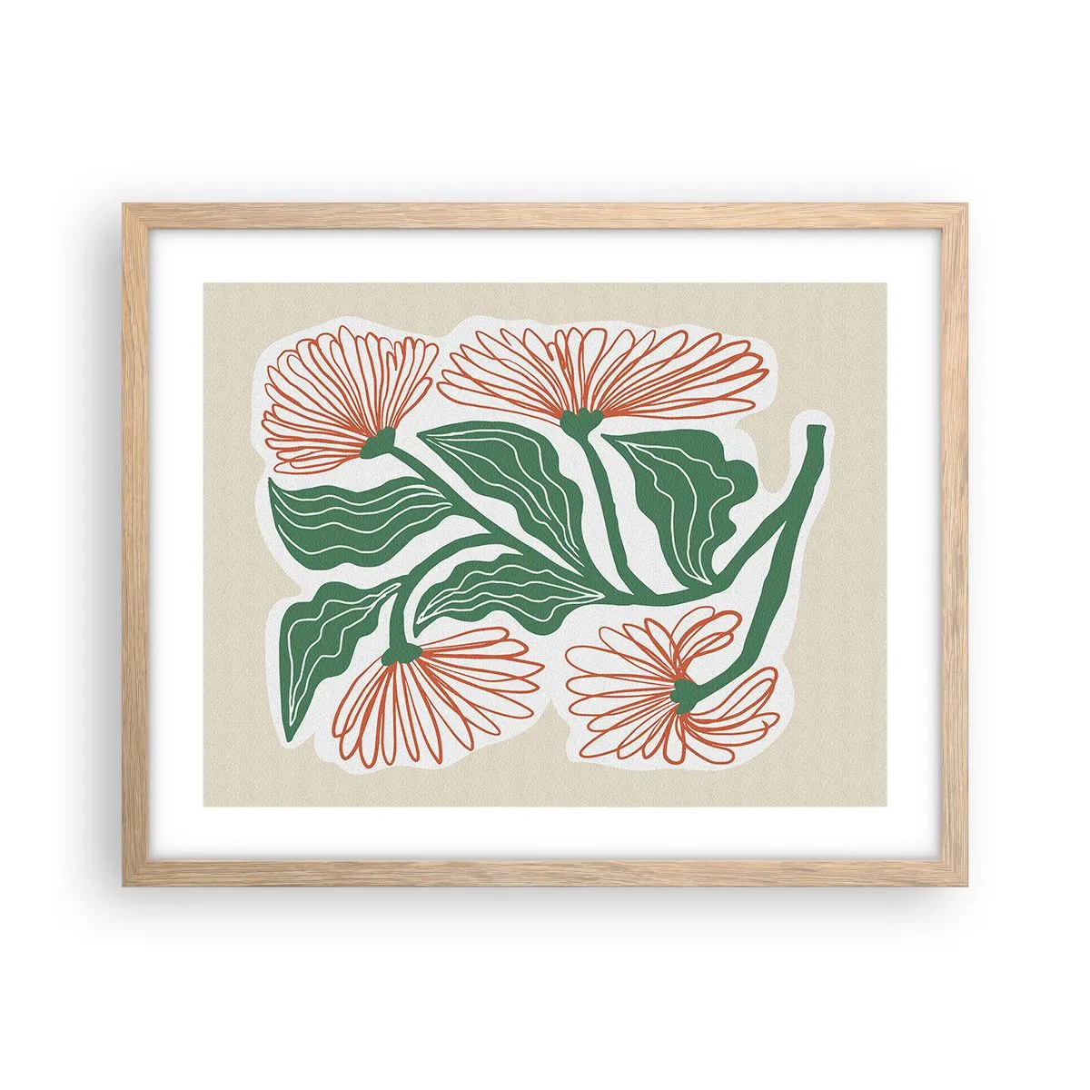 Plakat i ramme af lyst egetræ - Folkeligt og moderne - 50x40 cm