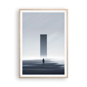 Plakat i ramme af lyst egetræ - Mulighed eller trussel? - 70x100 cm