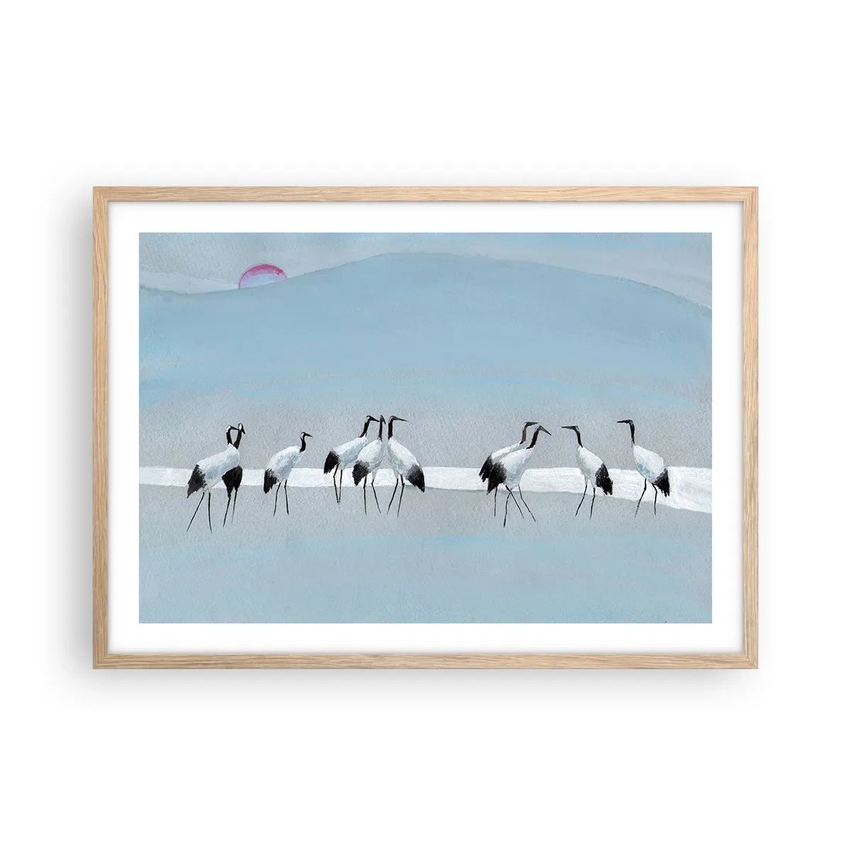 Plakat i ramme af lyst egetræ - Efter en varm dag - 70x50 cm