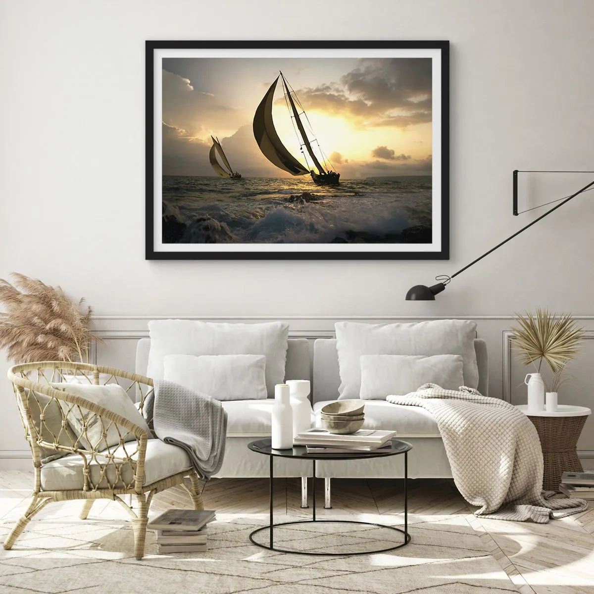 Plakat i sort ramme - I medvind og modvind - 50x40 cm