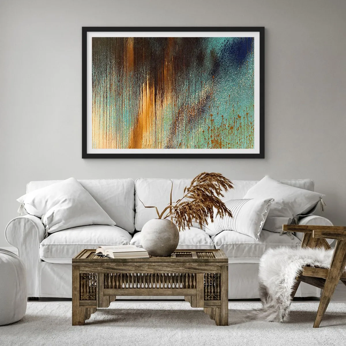 Plakat i sort ramme - En utilsigtet farverig komposition - 70x50 cm