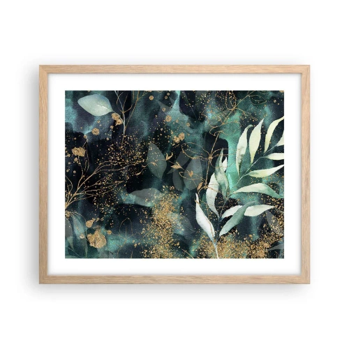 Plakat i ramme af lyst egetræ - Fortryllet have - 50x40 cm