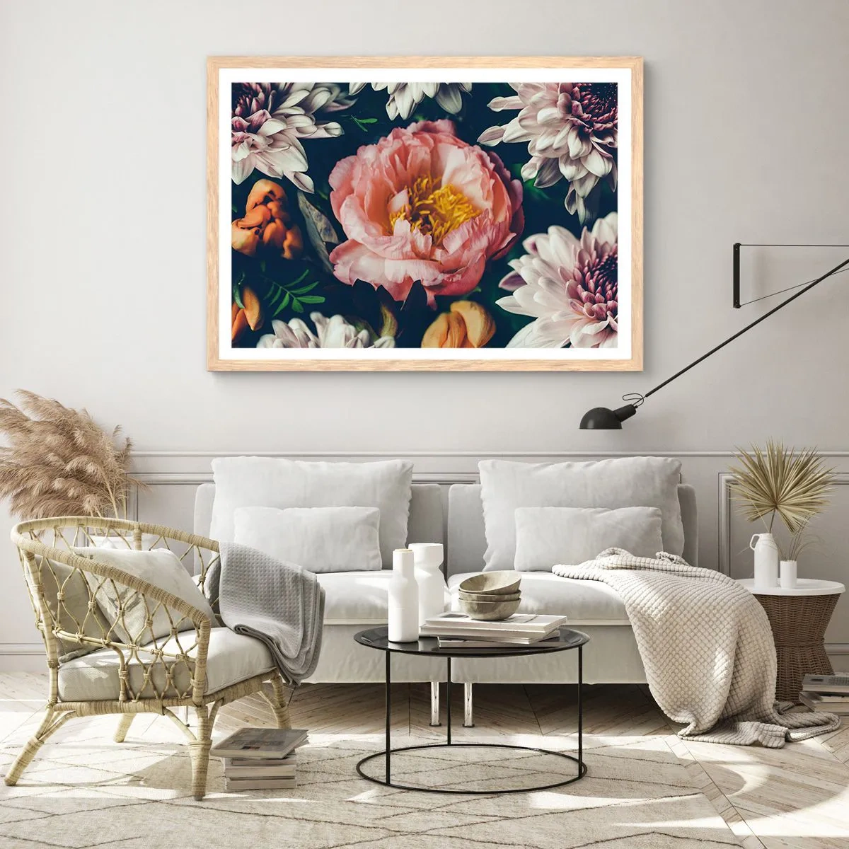 Plakat i ramme af lyst egetræ - Med barok pragt - 70x50 cm