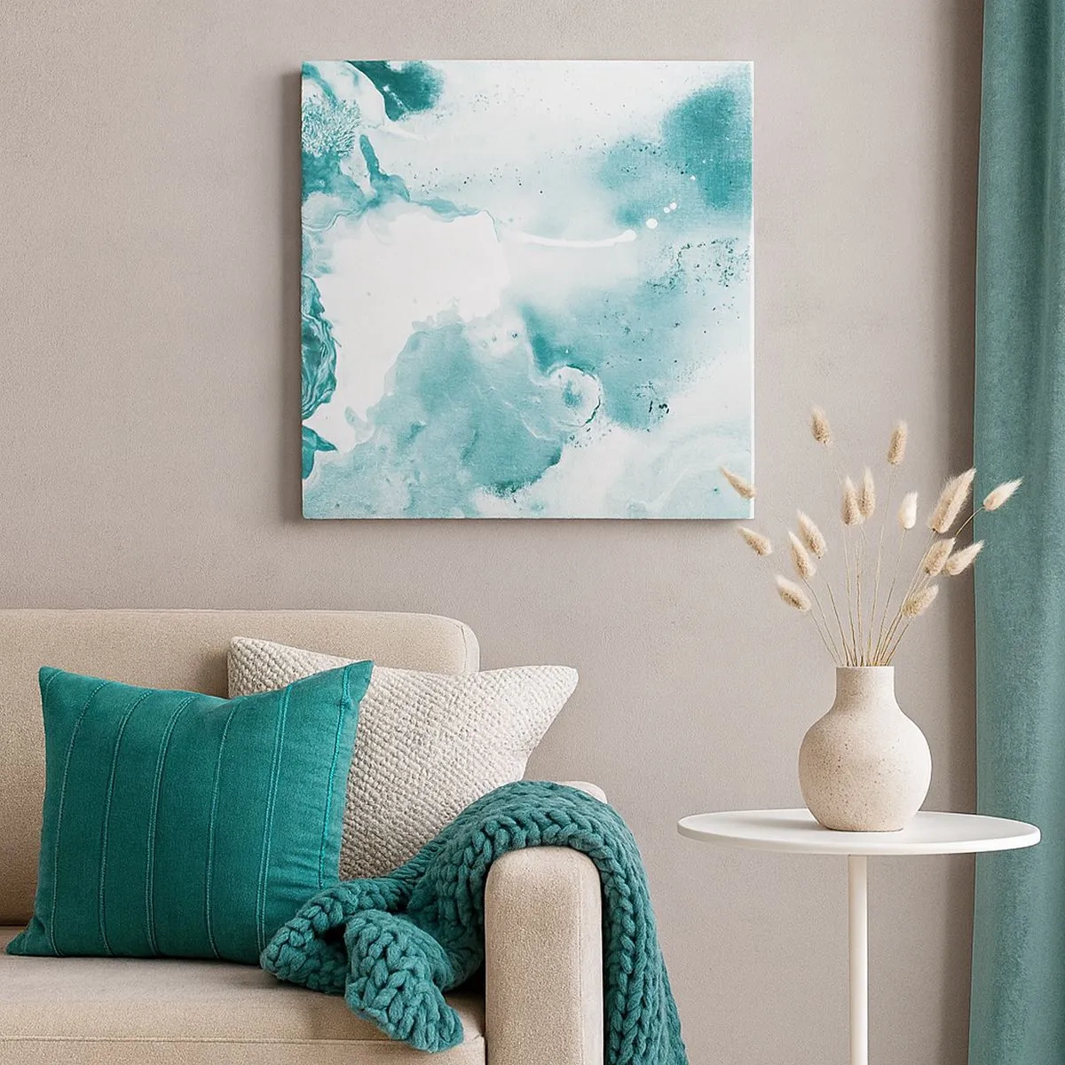 Lærredstryk - Billede på lærred - Blå oversvømmelsesflader - 30x30 cm