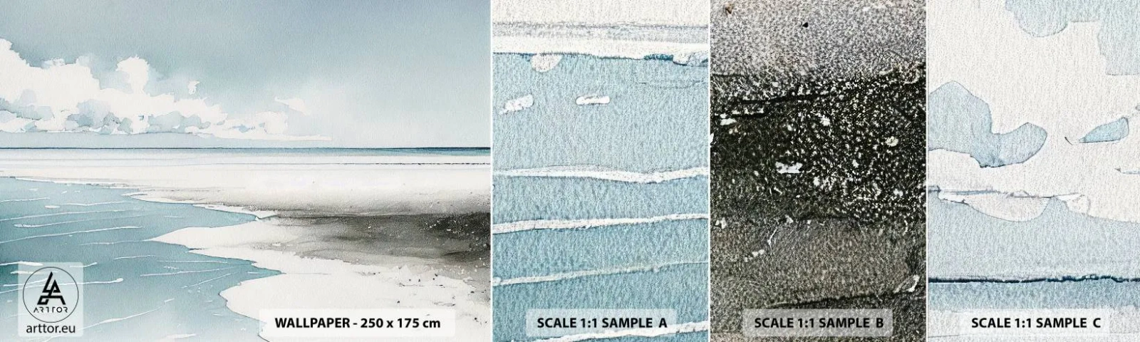 Fototapet Prøve Standard Eco - Blidt tidevand - Kyst, Strand, Fatning - 100x30 cm