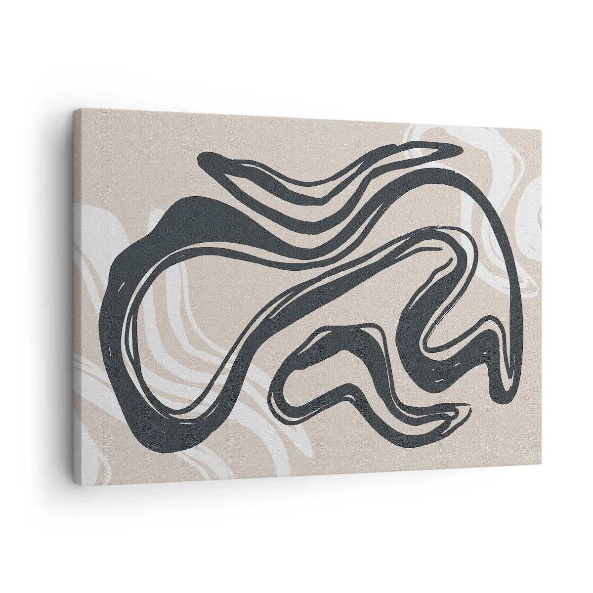 Lærredstryk - Billede på lærred - Abstrakte linjer i mørke nuancer på en beige baggrund - 70x50cm - Multipliceret udtryk - Moderne vægdekoration til stue og soveværelse ARTTOR