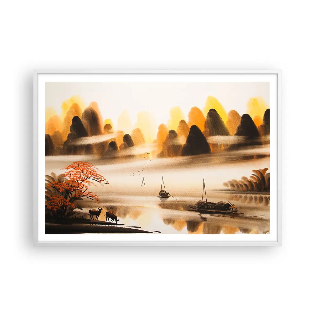 Plakat i hvid ramme - Længere væk end det fjerne Østen - 100x70 cm