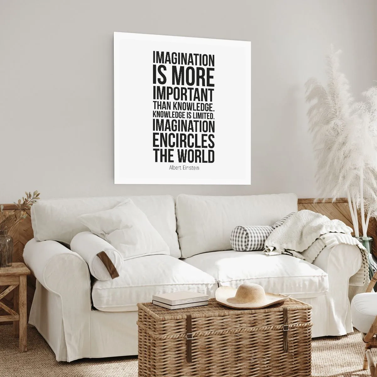 Plakat - Einstein om fantasiens kraft - 60x60 cm