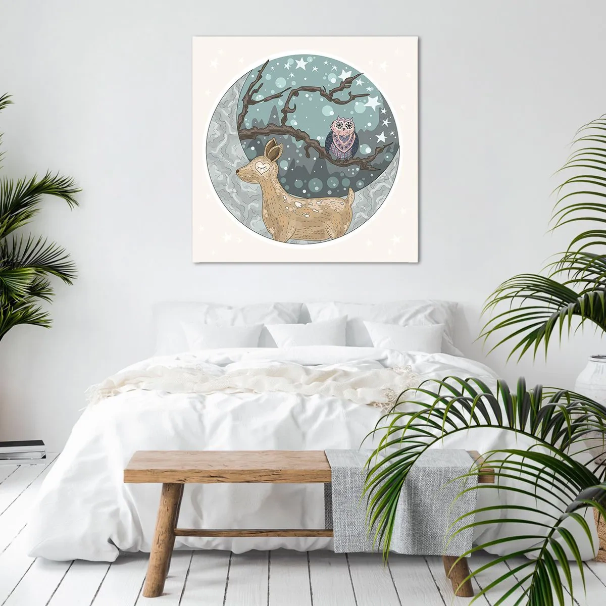 Lærredstryk - Billede på lærred - En eventyrlig skovnat - 70x70 cm