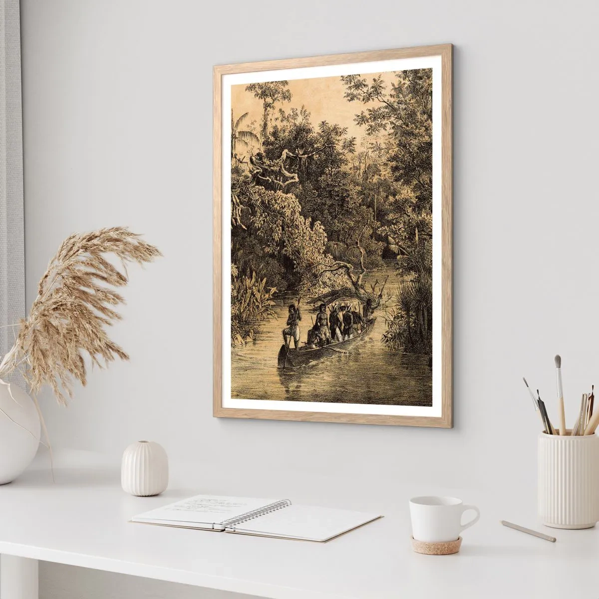 Plakat i ramme af lyst egetræ - Rejsen til kilden - 30x40 cm