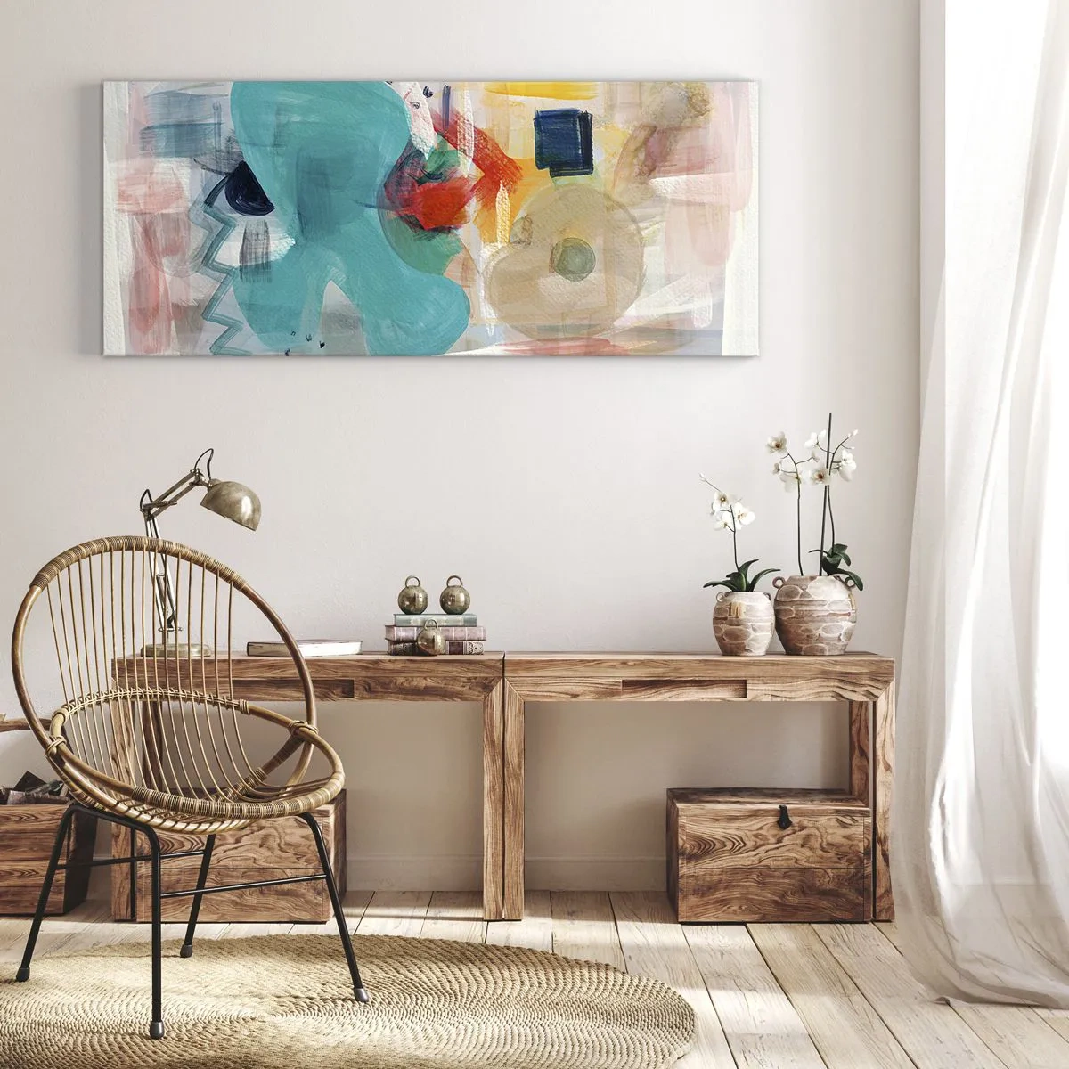 Lærredstryk - Billede på lærred - Et farverigt spil - 140x50 cm