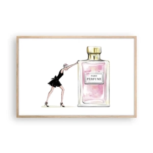 Plakat i ramme af lyst egetræ - Essensen af kvindelighed - 91x61 cm