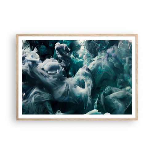 Plakat i ramme af lyst egetræ - Farvebevægelse - 100x70 cm