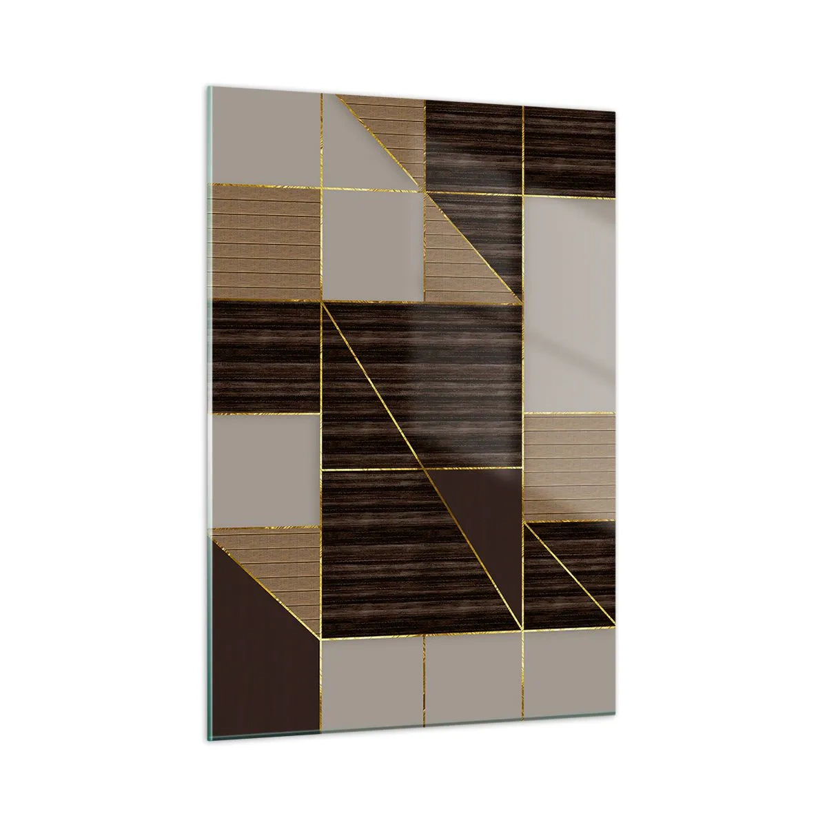 Billede på glas - En mosaik af brune og gyldne farver - 50x70 cm