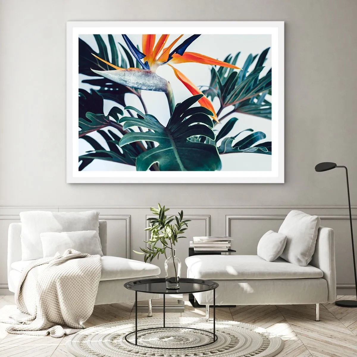Plakat i hvid ramme - Fuglebur - 100x70 cm