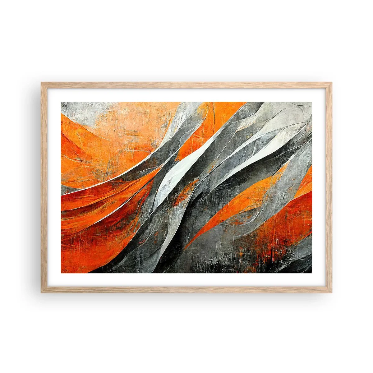 Plakat i ramme af lyst egetræ - Varme og kulde - 70x50 cm