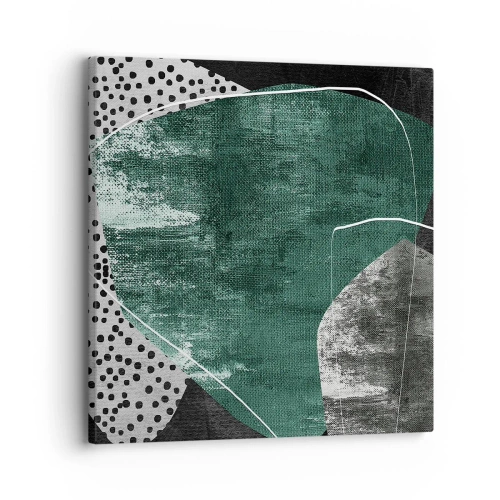 Lærredstryk - Billede på lærred - Farverig abstraktion med en guldflager - 30x30 cm