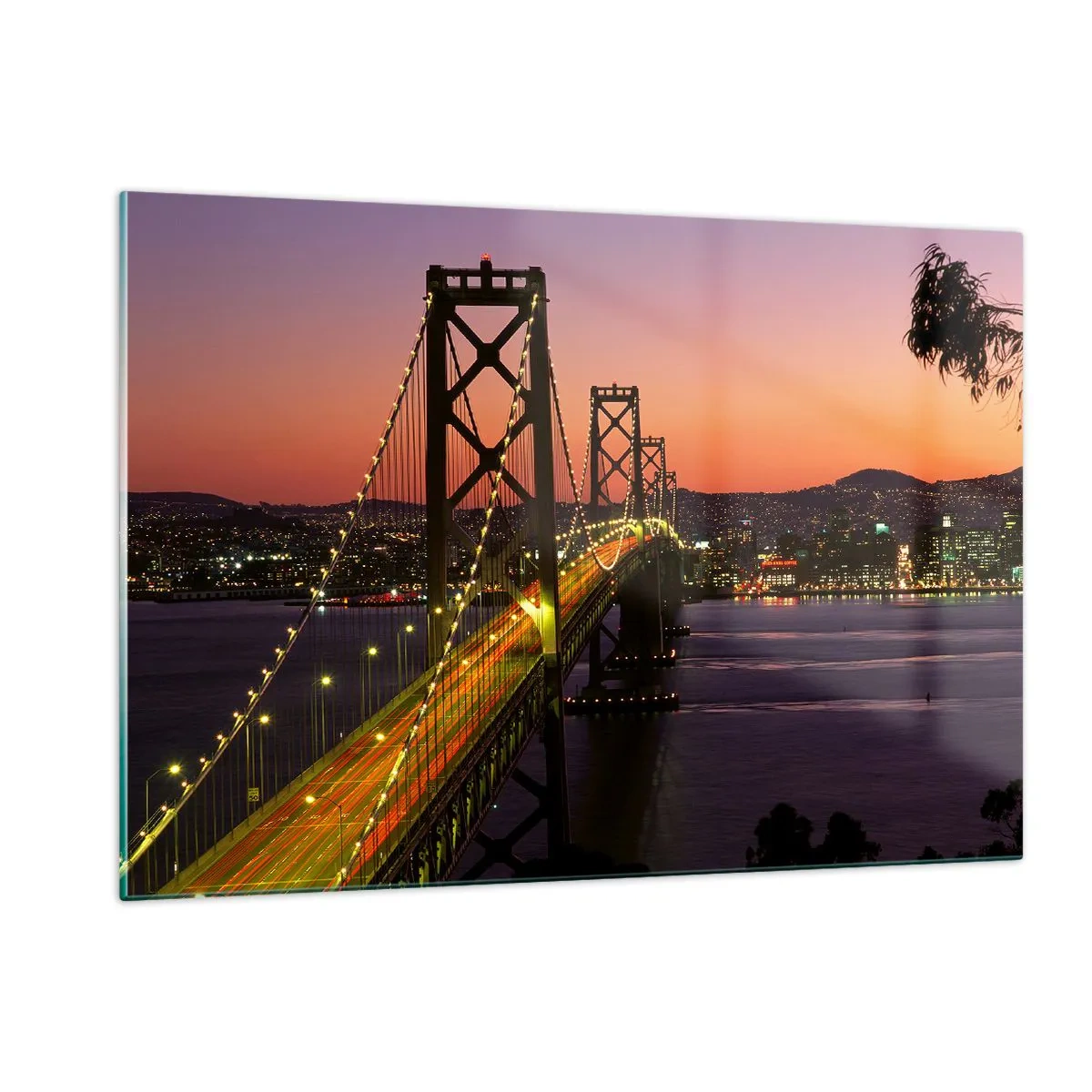 Billede på glas - En aften i lilla - 120x80 cm