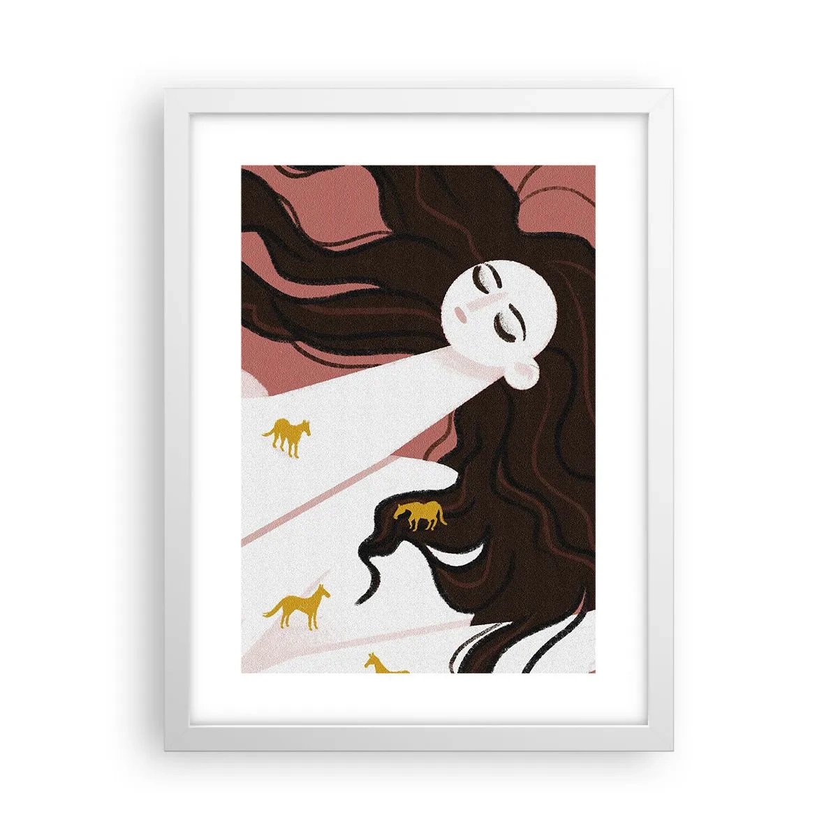 Plakat i hvid ramme - Drøm om en gylden hest - 30x40 cm