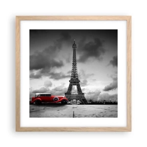 Plakat i ramme af lyst egetræ - For ikke så længe siden i Paris - 40x40 cm