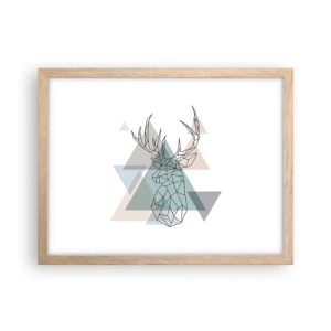 Plakat i ramme af lyst egetræ - I en geometrisk skov - 40x30 cm