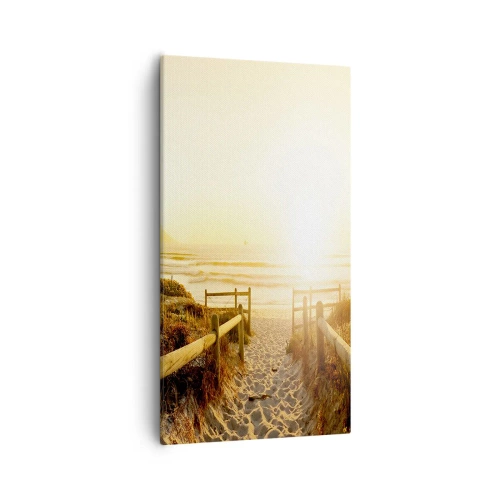 Lærredstryk - Billede på lærred - Over klitten, mod solen - 55x100 cm