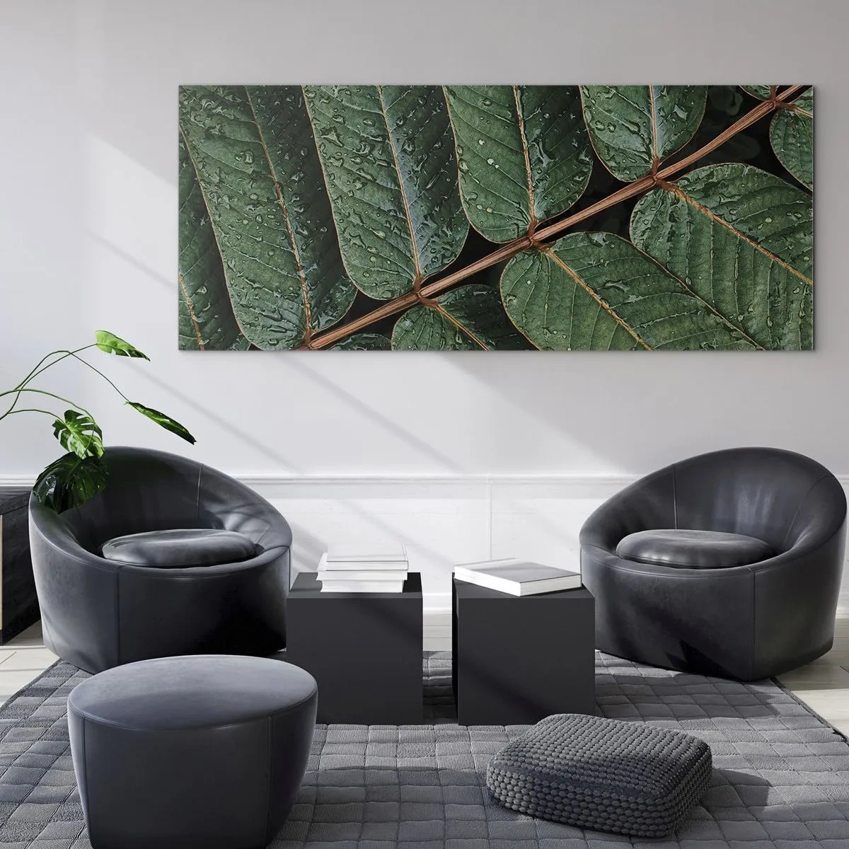 Billede på glas - I en grøn rytme - 100x40 cm