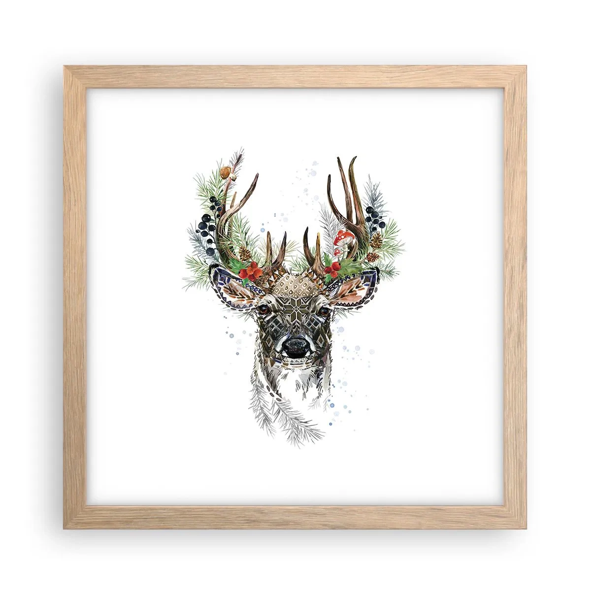 Plakat i ramme af lyst egetræ - I festlig påklædning - 30x30 cm