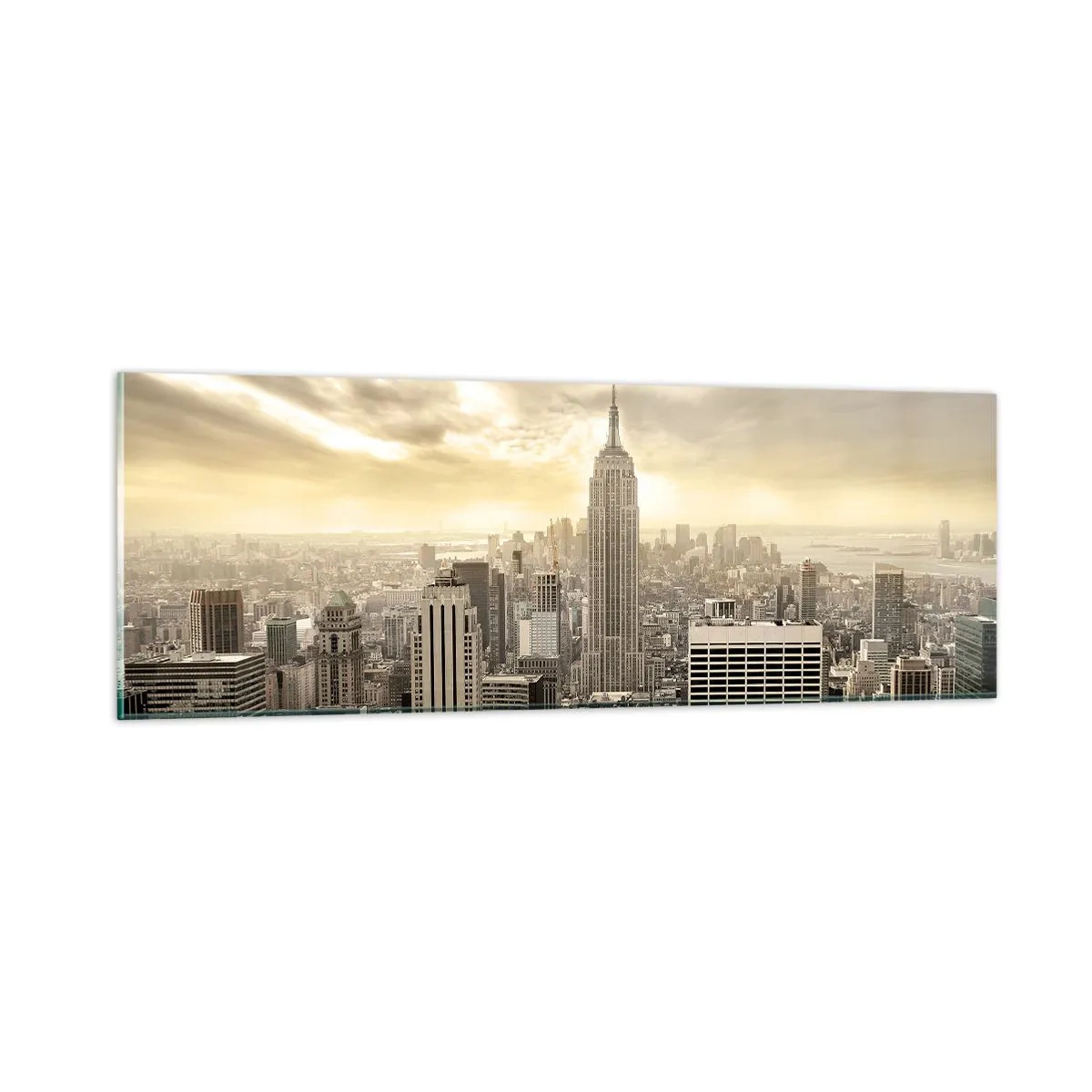 Billede på glas - New York vævet af grå - 90x30 cm
