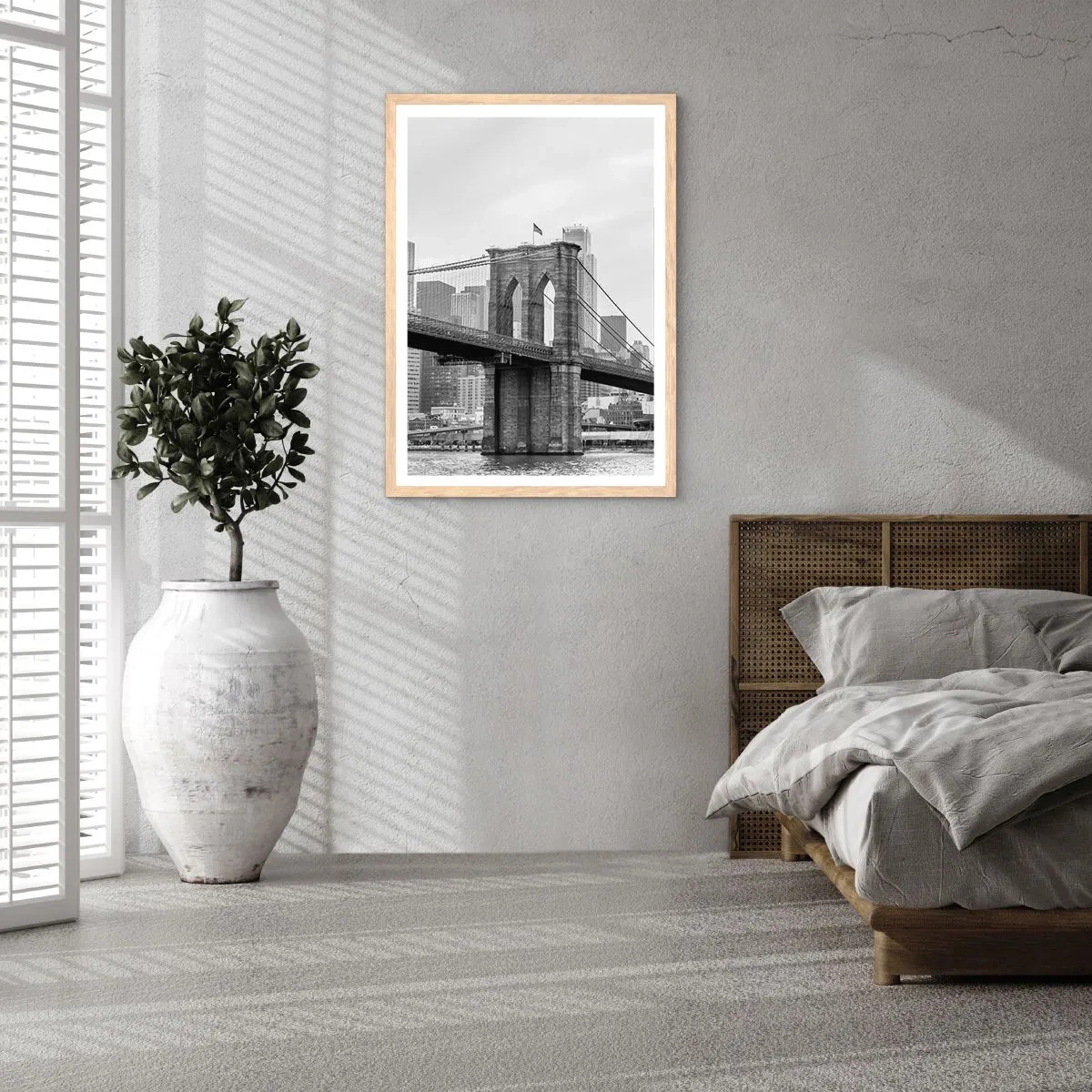 Plakat i ramme af lyst egetræ - New York stemning - 40x50 cm