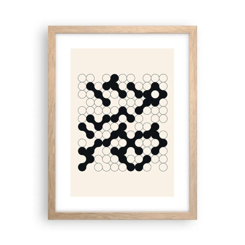 Plakat i ramme af lyst egetræ - Kinesisk spil - variation - 30x40 cm