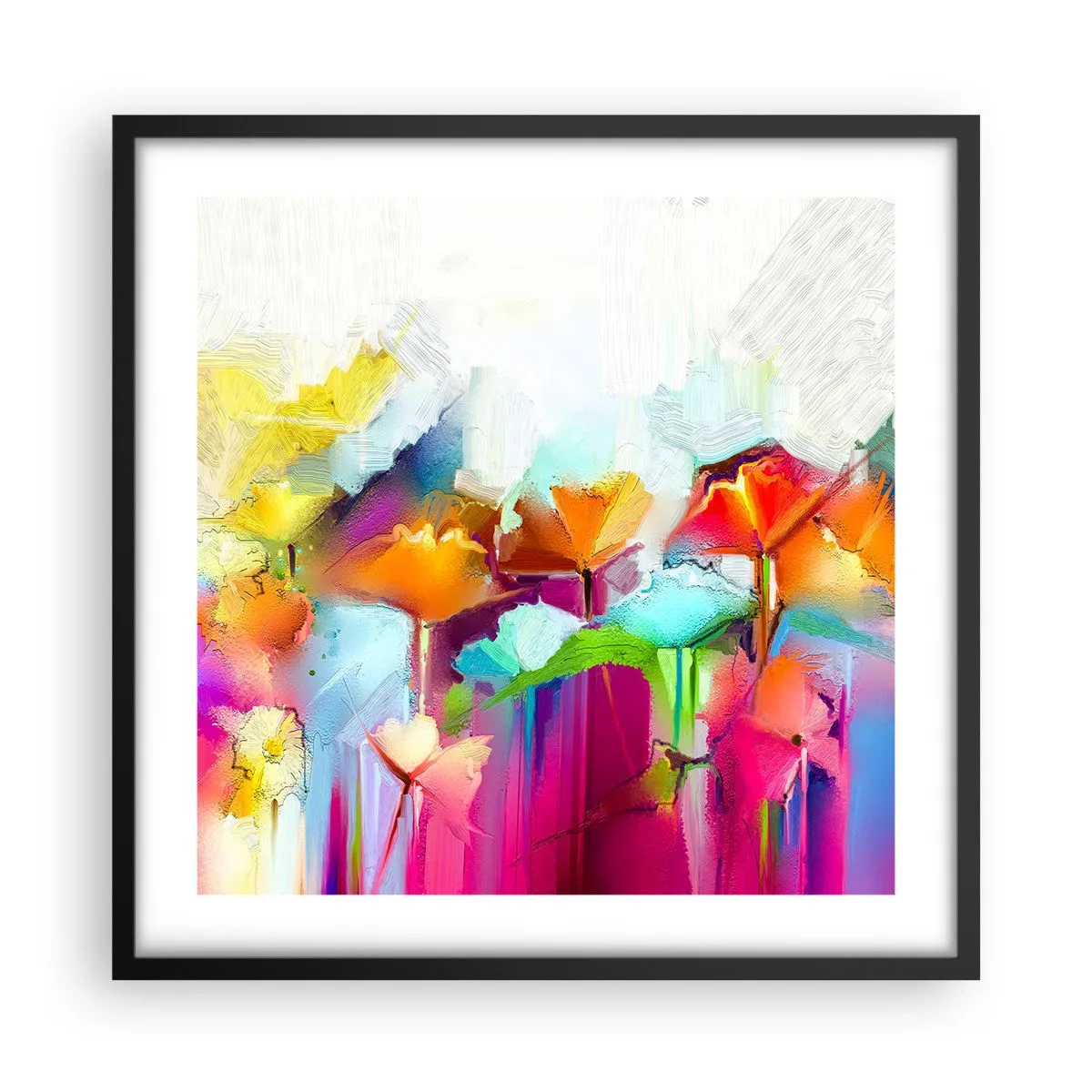 Plakat i sort ramme - Regnbuen i blomstring - 50x50 cm