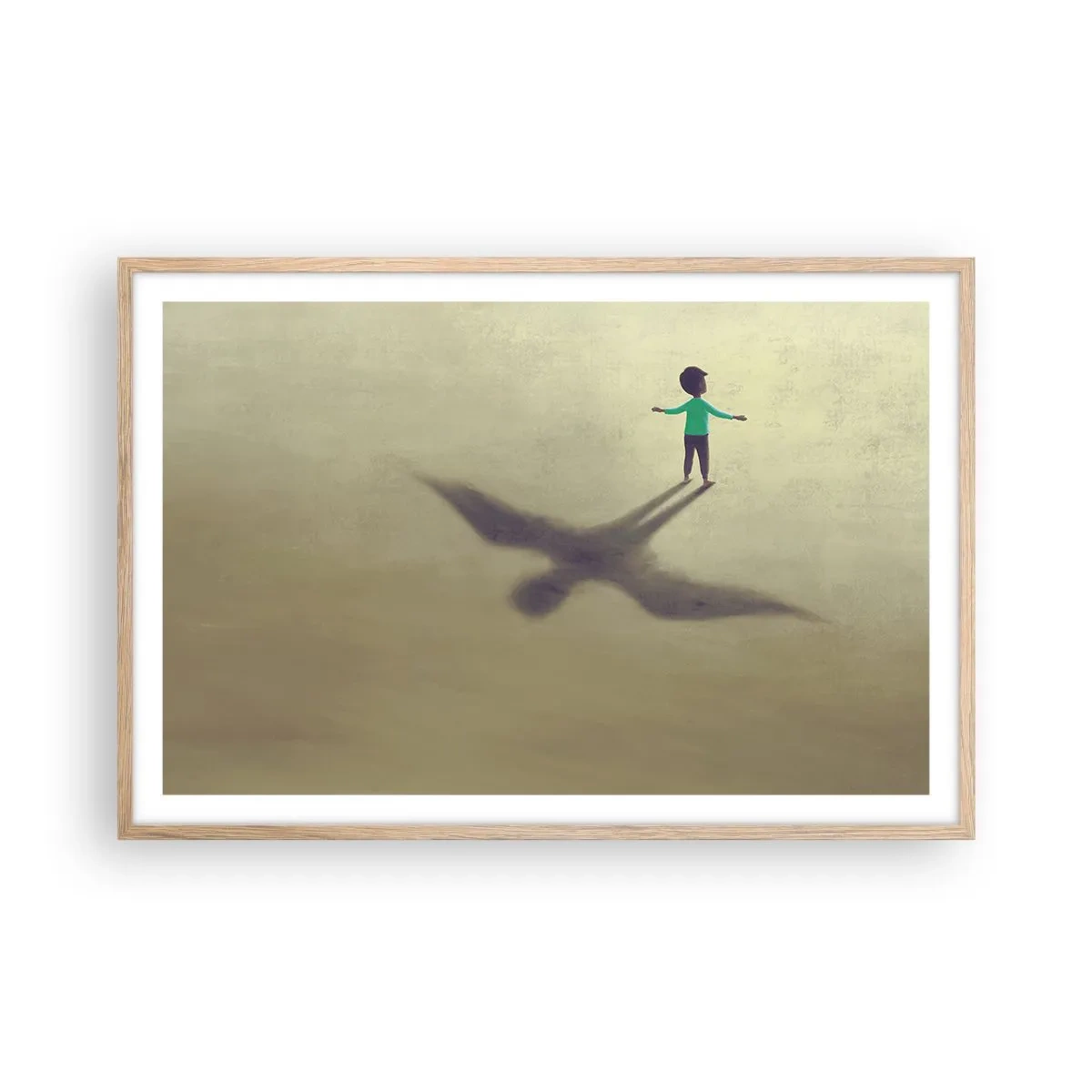 Plakat i ramme af lyst egetræ - Fremtidens helt - 91x61 cm