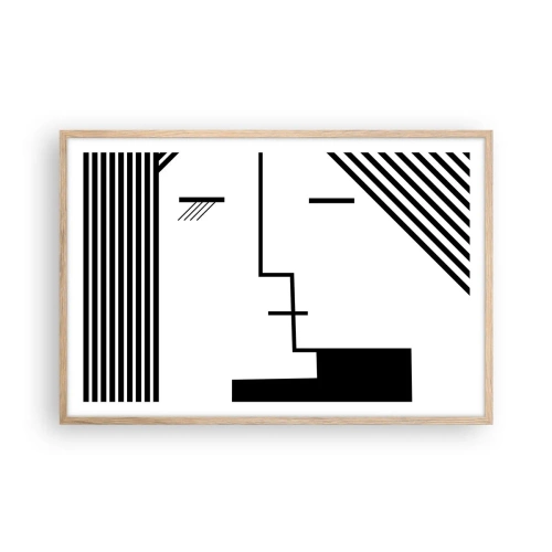 Plakat i ramme af lyst egetræ - Bare et kys - 91x61 cm