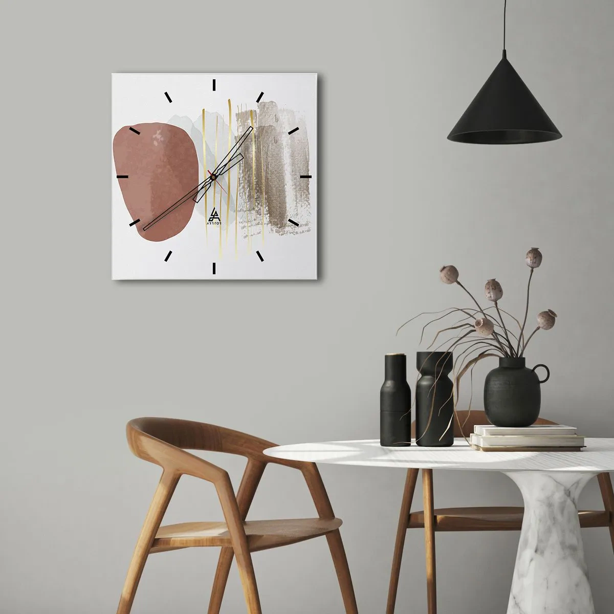 Vægur, Uret - Abstrakt kolonnade - 40x40 cm