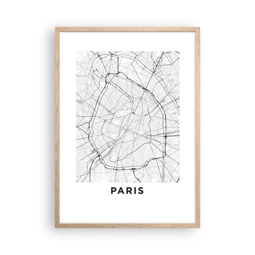 Plakat i ramme af lyst egetræ - Paris' blomst - 50x70 cm