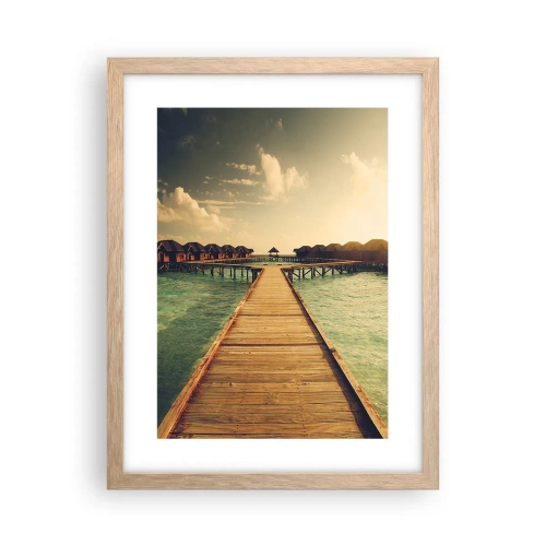 Plakat i ramme af lyst egetræ - En varm invitation - 30x40 cm