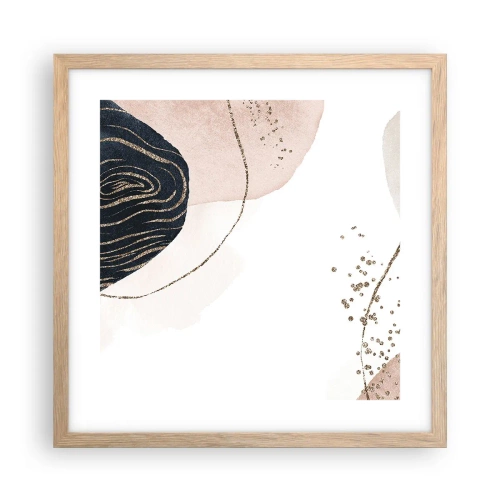 Plakat i ramme af lyst egetræ - Alt flyder - 40x40 cm