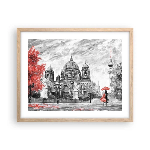 Plakat i ramme af lyst egetræ - Møde i Berlin - 50x40 cm