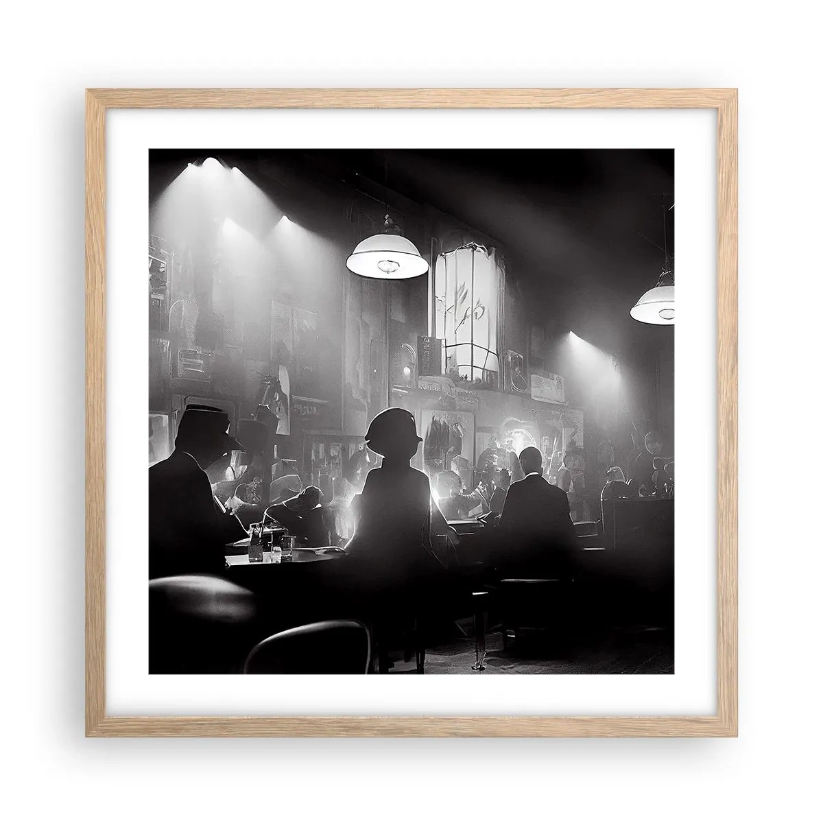 Plakat i ramme af lyst egetræ - I en jazzet stemning - 50x50 cm