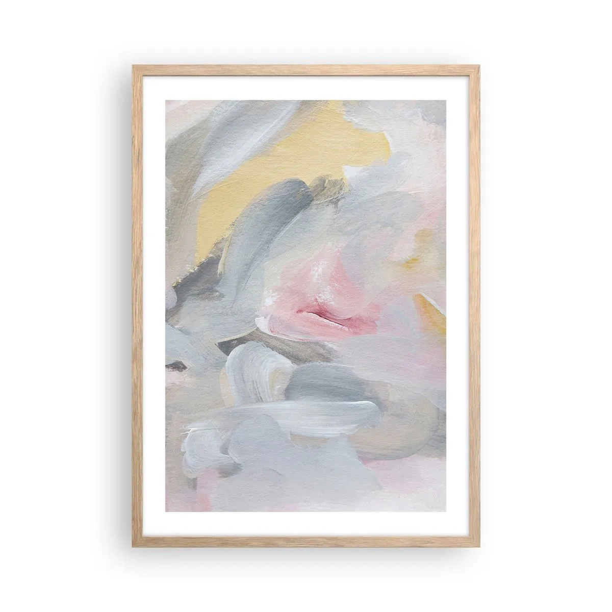 Plakat i ramme af lyst egetræ - I en pastelfarvet verden - 50x70 cm