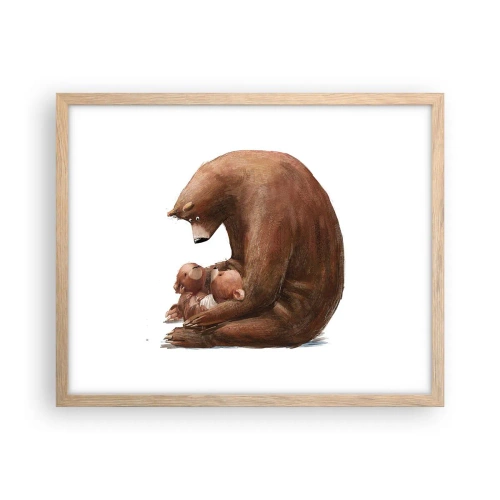 Plakat i ramme af lyst egetræ - Drøm sødt, børn - 50x40 cm