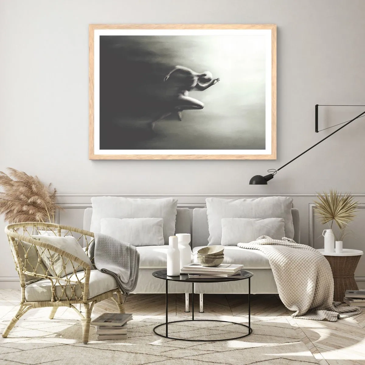 Plakat i ramme af lyst egetræ - Ustoppelig - 50x40 cm
