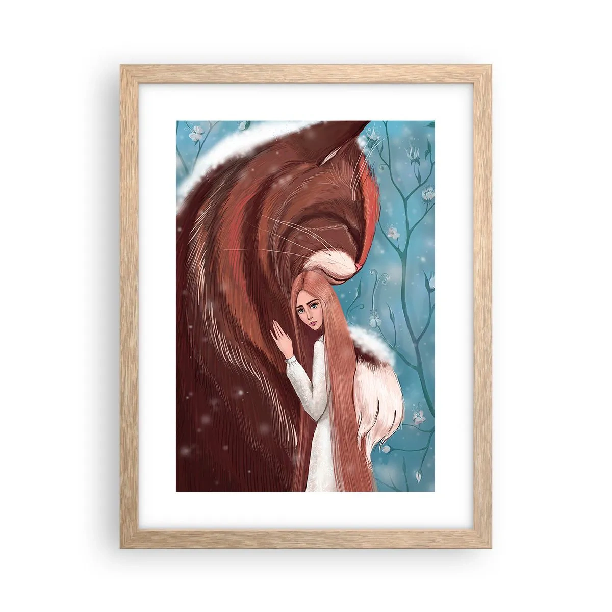 Plakat i ramme af lyst egetræ - Velkommen til et eventyr - 30x40 cm