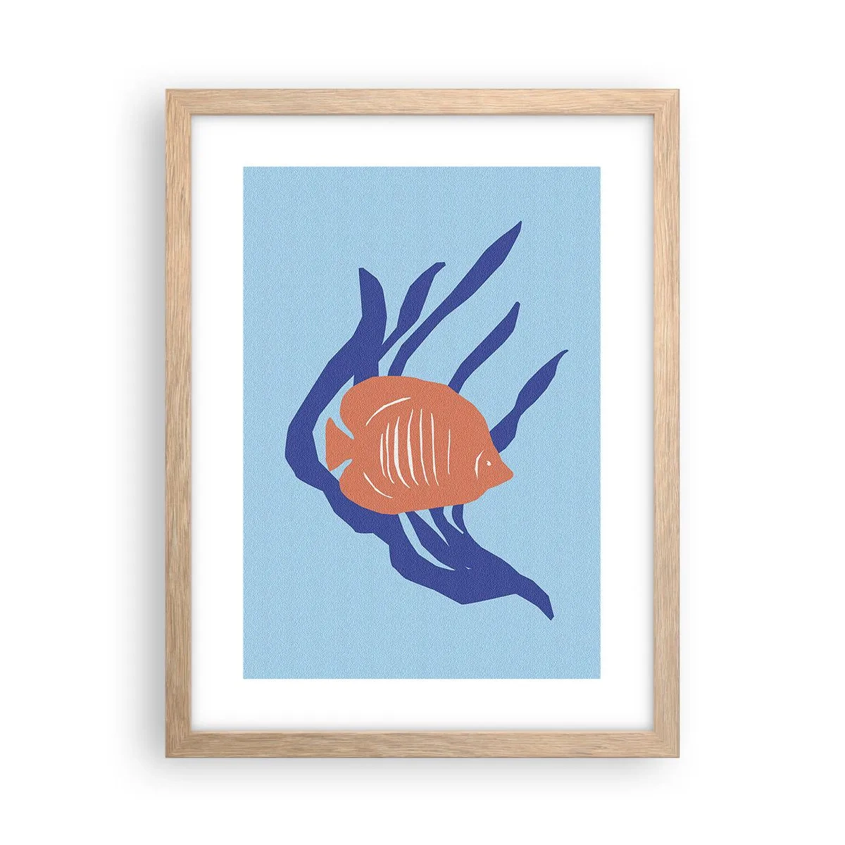 Plakat i ramme af lyst egetræ - Koralvandsbeboer - 30x40 cm