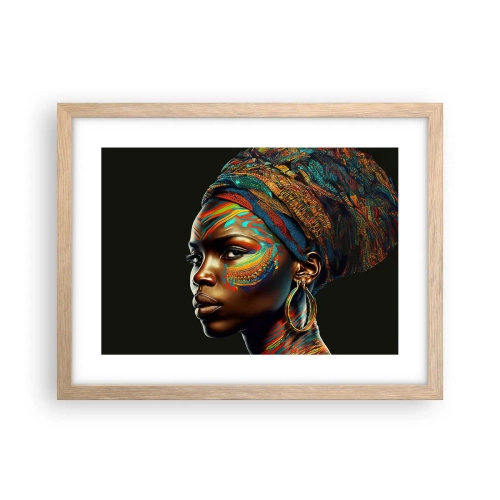Plakat i ramme af lyst egetræ - Afrikansk dronning - 40x30 cm