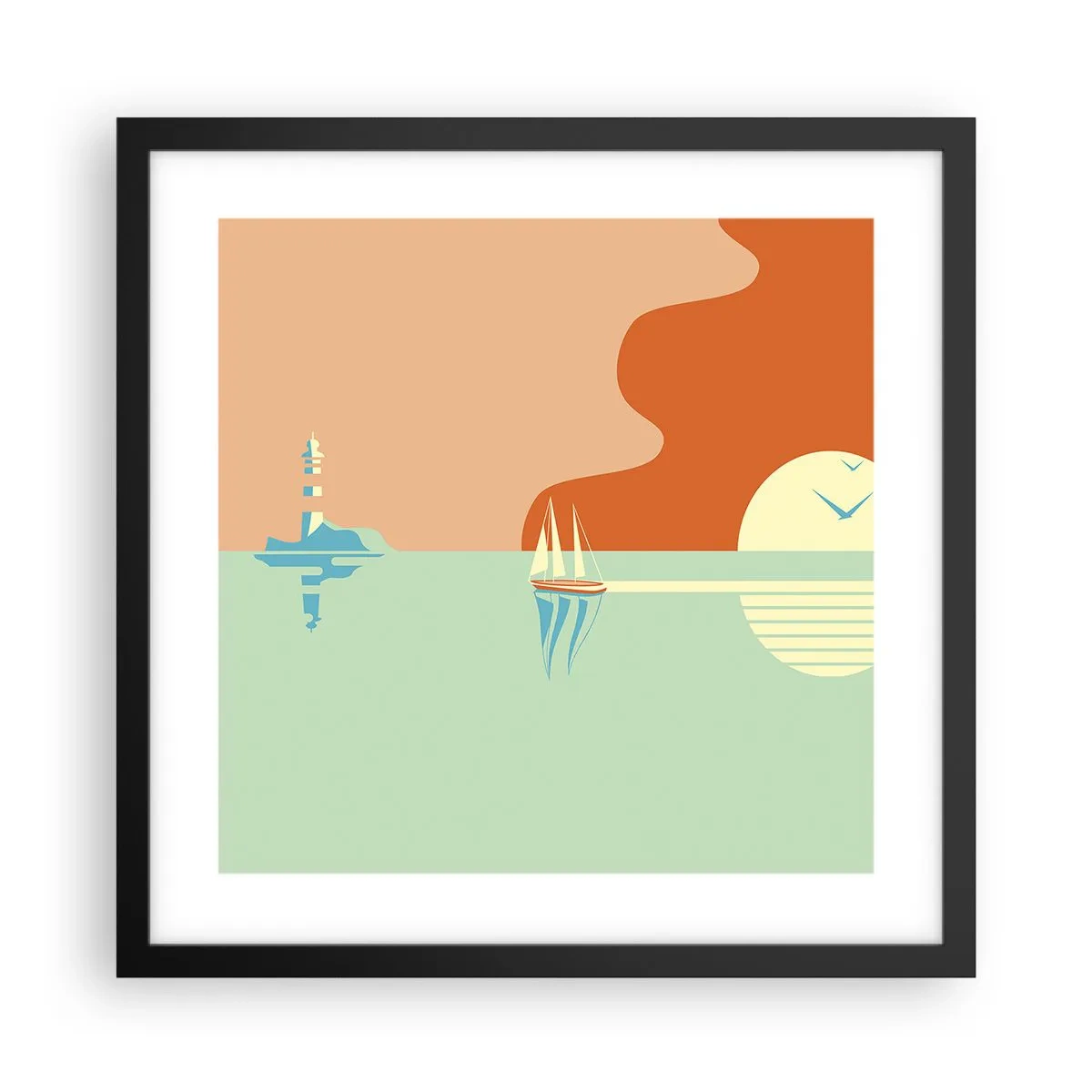 Plakat i sort ramme - Det perfekte havlandskab - 40x40 cm