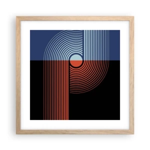 Plakat i ramme af lyst egetræ - I en geometrisk omfavnelse - 40x40 cm