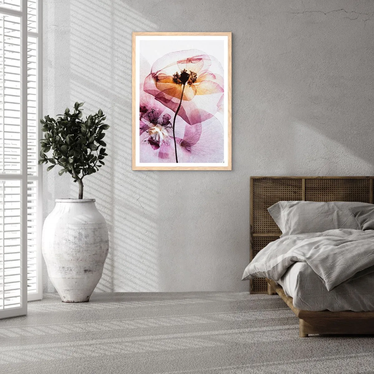 Plakat i ramme af lyst egetræ - Blomsterlegeme dias - 30x40 cm